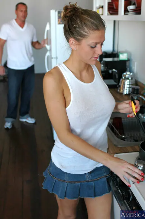 Eve Laurence: Petite Brunette with Big Tits Takes Anal in the Kitchen – photo 6 of 20
