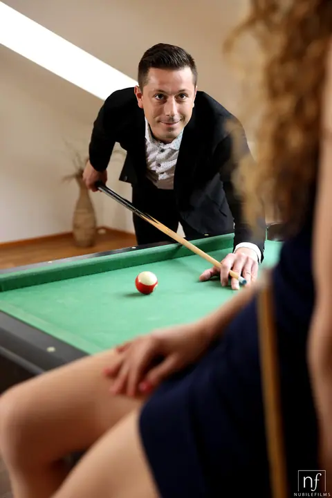 Sabrina Spice: European Woman in a Skirt Gets Fucked Doggy Style on the Pool Table – photo 3 of 20
