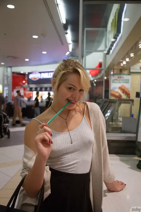 Gia Strachen: Busty Blonde and Redhead Kiss and Lick Pussy in Public – photo 6 of 11