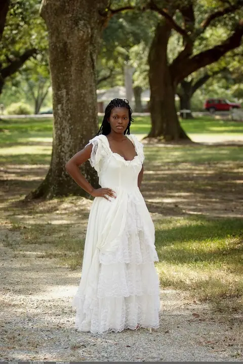 Deserea: Tall Ebony Brunette Strips Out of Her Dress Outdoors – photo 1 of 20