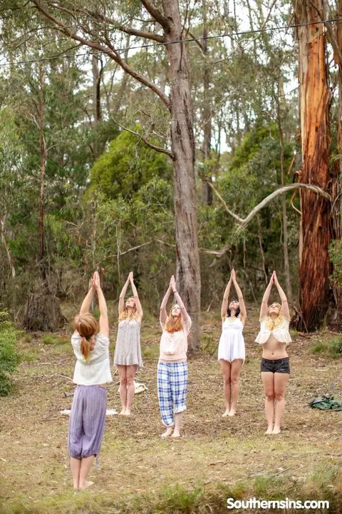 Chloe B & Kim Cums: Blonde, Brunette, and Redhead Practice Yoga Outdoors – photo 2 of 20