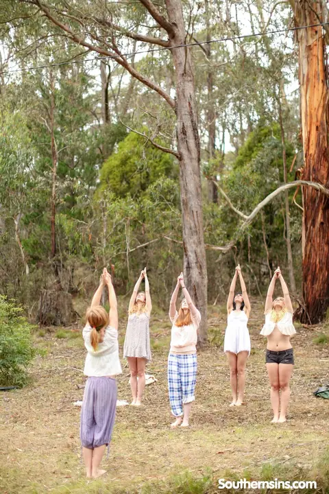 Chloe B & Kim Cums: Blonde, Brunette, and Redhead Practice Yoga Outdoors – photo 3 of 20