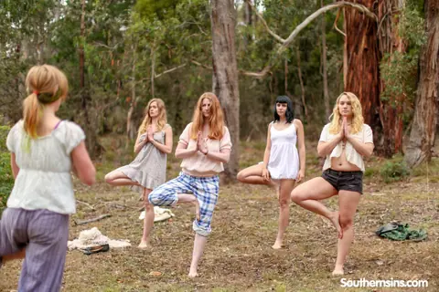 Chloe B & Kim Cums: Blonde, Brunette, and Redhead Practice Yoga Outdoors – photo 5 of 20