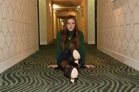 Rochelle Safford: Busty Brunette in Stockings and Heels Shows Off Her Big Ass – photo 2 of 11