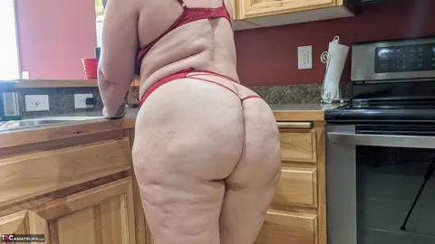 Busty Kris Ann: Mature Blonde BBW Shows Her Big Tits and Hairy Pussy in the Kitchen – photo 8 of 16