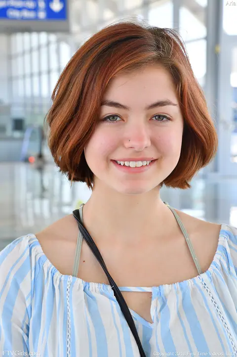 Aria Sky: Busty Redhead Strips Out of Her Bikini Outdoors and Spreads Wide – photo 2 of 15