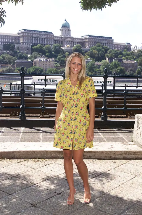 Petite European Blonde Sheds Her Dress and Flashes Outdoors – photo 10 of 20