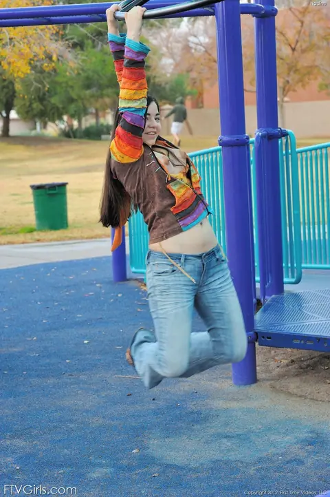 Nadine Sage: Latina Brunette in Jeans Toys Her Pussy and Fucks Outdoors – photo 2 of 20