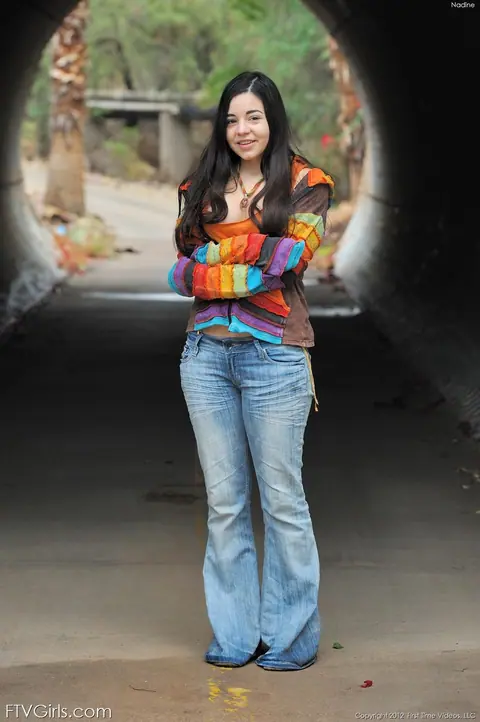 Nadine Sage: Latina Brunette in Jeans Toys Her Pussy and Fucks Outdoors – photo 5 of 20