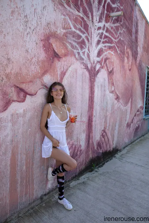 Irene Rouse: Latina Brunette Poses in a White Dress Outdoors – photo 4 of 15
