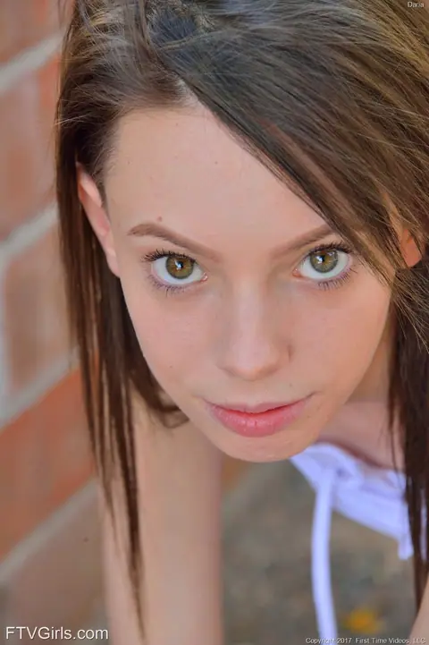 Aria Haze: Petite Brunette in a Skirt Spreads Her Shaved Pussy Outdoors – photo 11 of 20