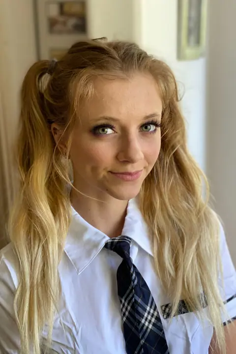 Riley Star: Blonde PAWG in Pigtails Shows Her Hairy Pussy in Uniform – photo 1 of 20