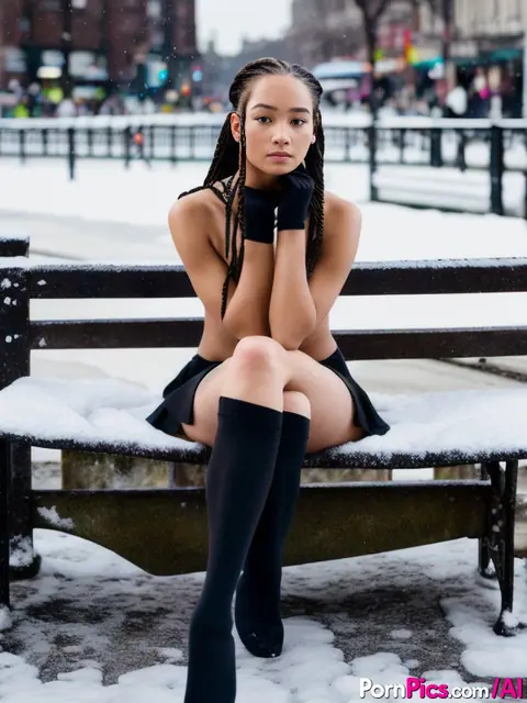 AI-Generated Woman in Uniform Skirt Spreads Her Legs Outdoors – photo 17 of 19