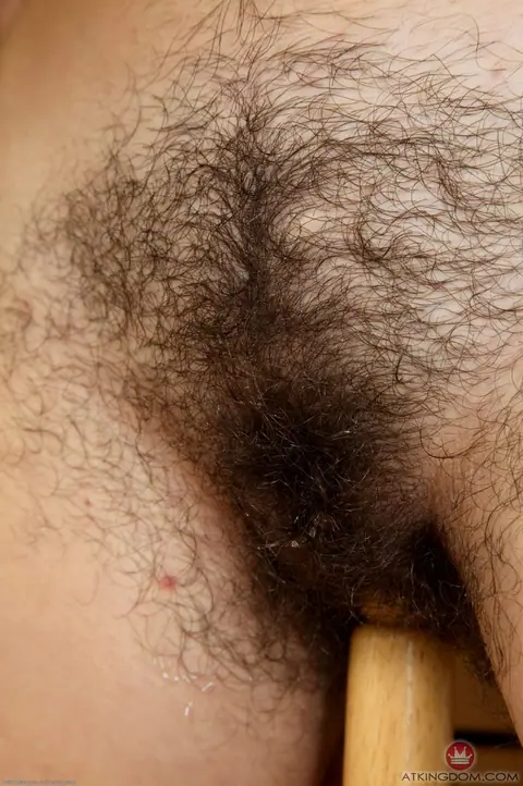 Katty West: Slim Brunette Bares Her Hairy Pussy and Rides a Dildo in the Kitchen – photo 13 of 20