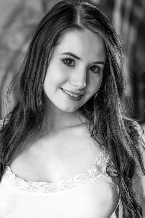 Vanessa Angel: Brunette with Natural Tits Undresses and Spreads Her Shaved Pussy – photo 1 of 20