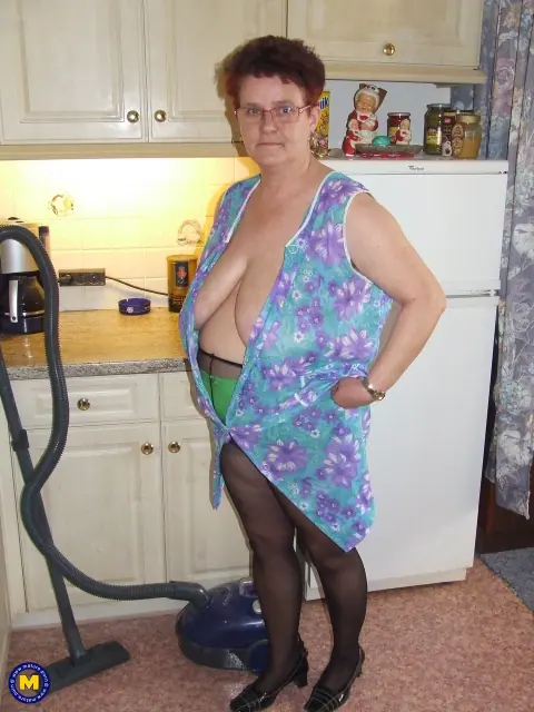 European BBW Lifts Her Skirt and Spreads in the Kitchen – photo 2 of 20
