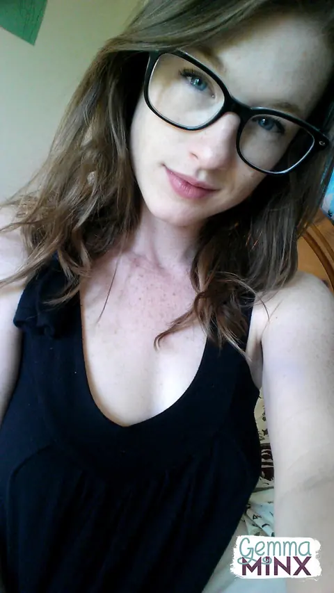 Gemma Minx: Redhead with Big Natural Tits Takes Lingerie Selfies in Glasses – photo 11 of 15