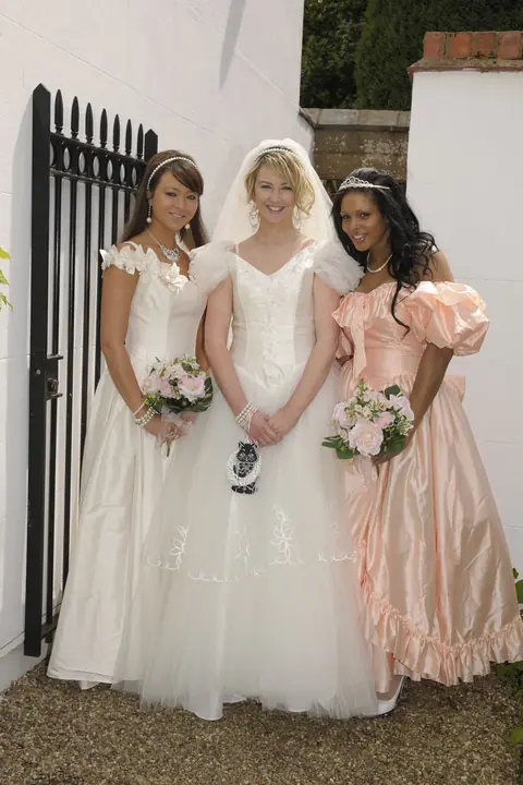 Katie K: Blonde Bride and Brunette Join Interracial Lesbian Threesome – photo 1 of 21