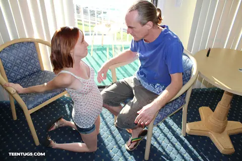Alyssa Hart: Redhead with Big Natural Tits Strokes Older Man to Cumshot – photo 4 of 20