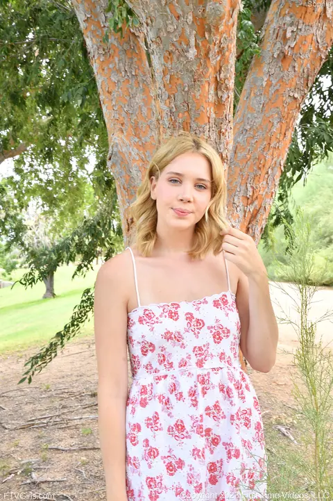 Sophia Sterling: Tall Blonde Amateur Fucks a Huge Dildo in the Forest – photo 2 of 20